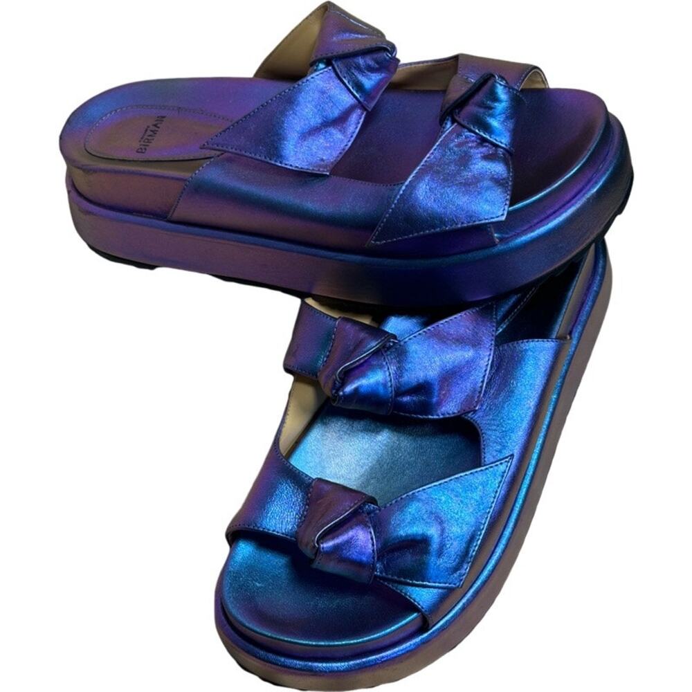 Alexandre Birman Iridescent Clarita Bow Slides Sandals